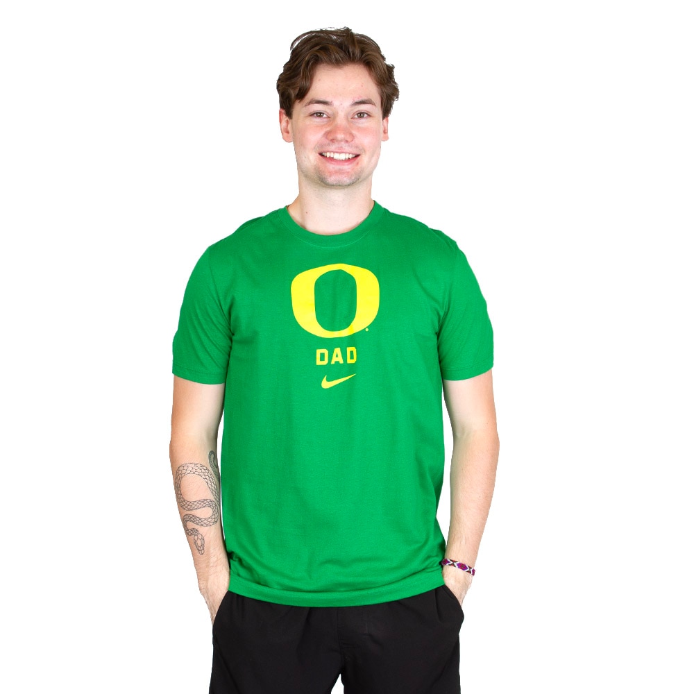 Classic Oregon O, Nike, Green, Crew Neck, Cotton, Men, Jersey cotton, Dad, T-Shirt, 881463